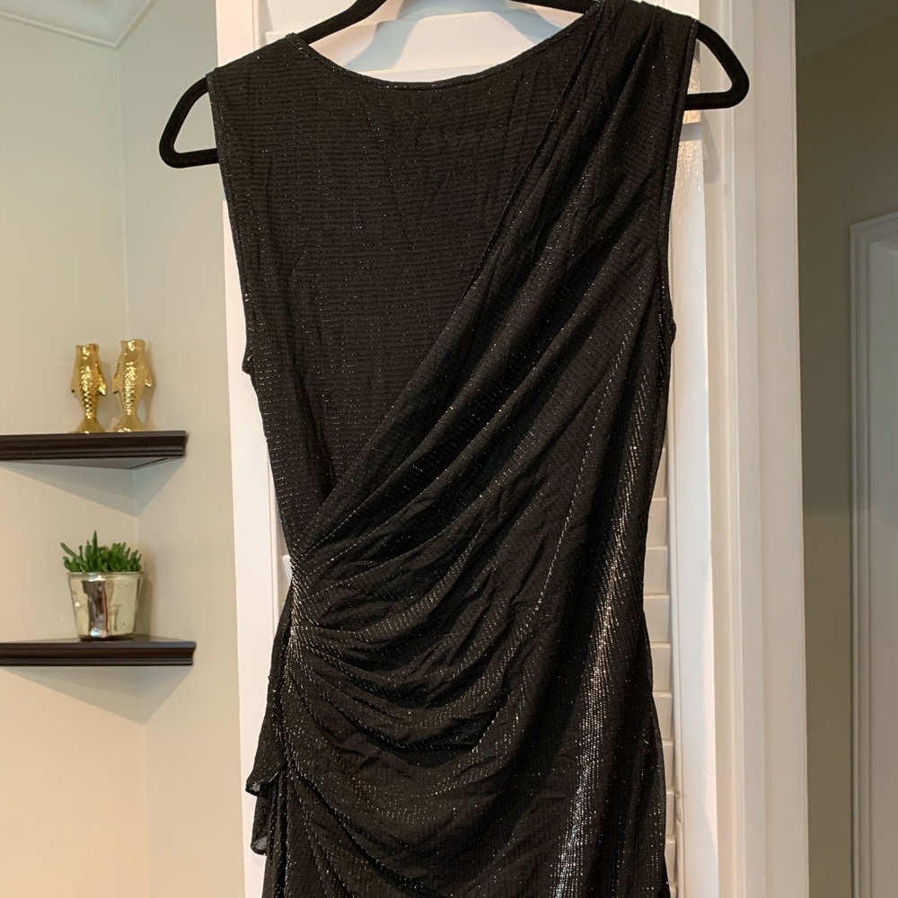 Black With Silver Thread Side Gathered Dress - image 6